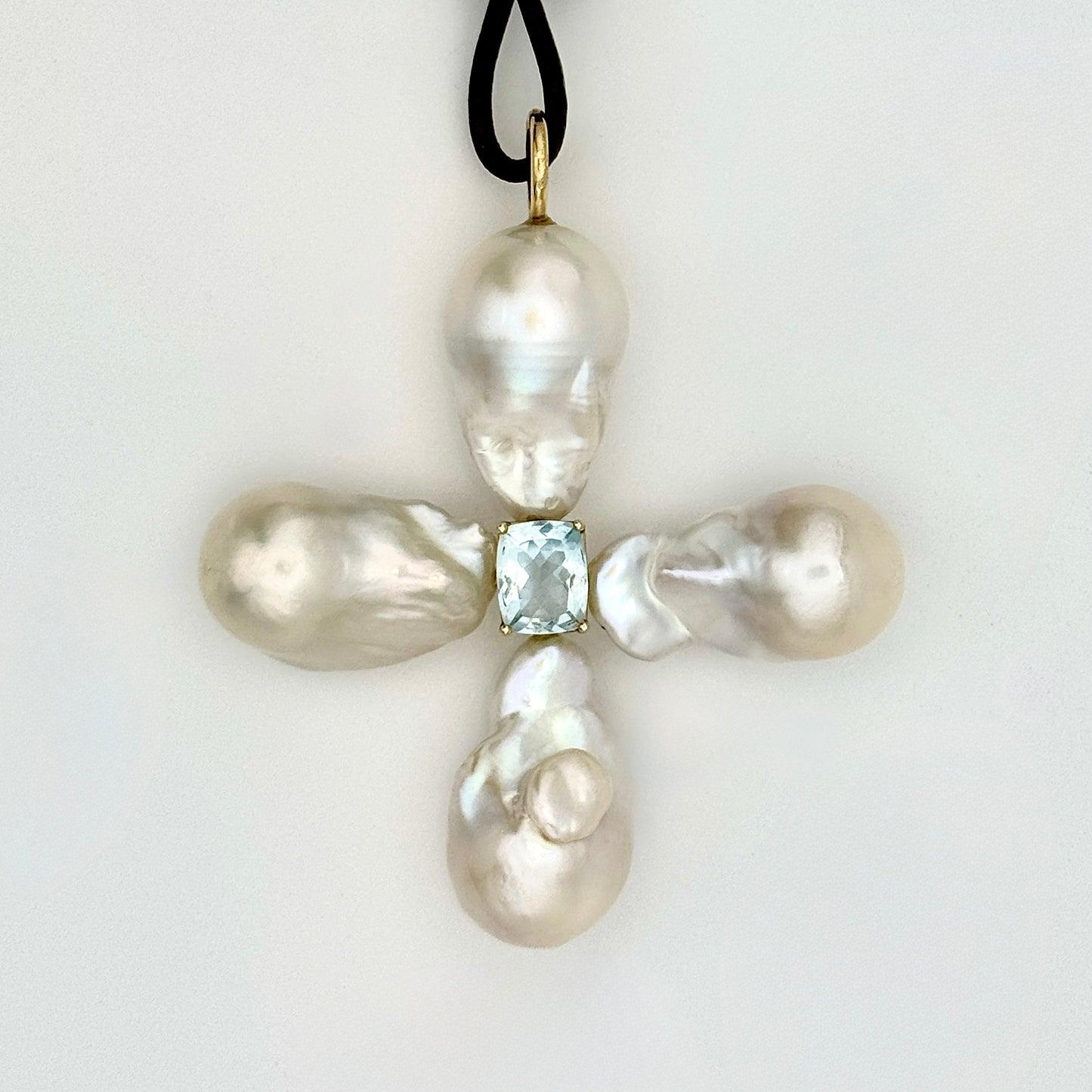 Baroque Pearl Pendant with Aquamarine or Amethyst Center