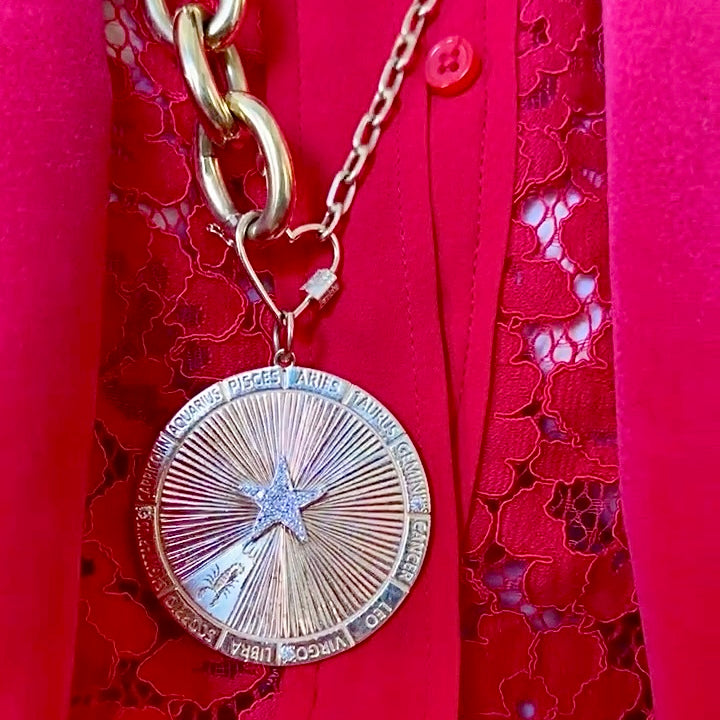 Zodiac Pendant with Pavé Diamond Star