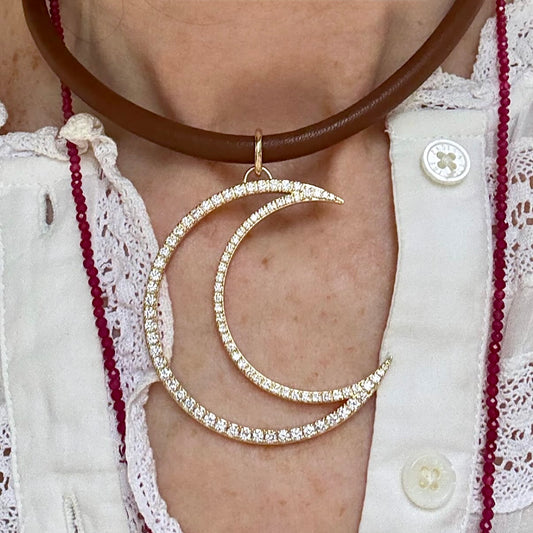 Pavé Diamond Crescent Moon Pendant