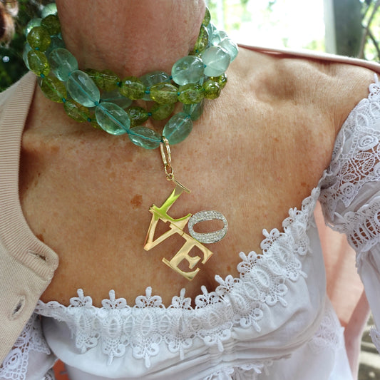 Prehnite and Peridot Beaded Choker Necklace