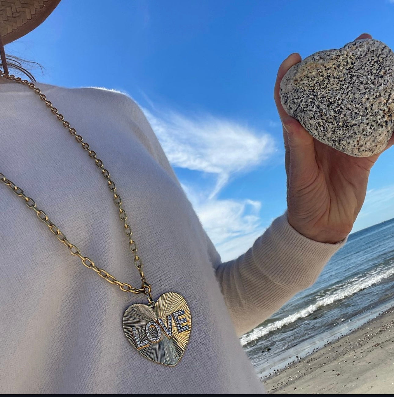 Etched Heart Pendant with LOVE