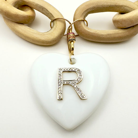 Wooden Heart Pendant - White