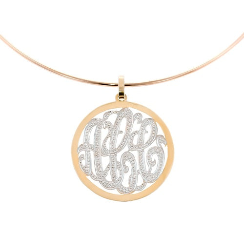 14k Yellow Gold Framed Multi Initial Diamond Monogram Pendant (Customizable)