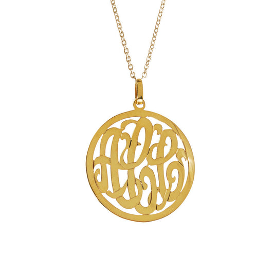 14k Yellow Gold Framed Multi Initial Diamond Monogram Pendant (Customizable)