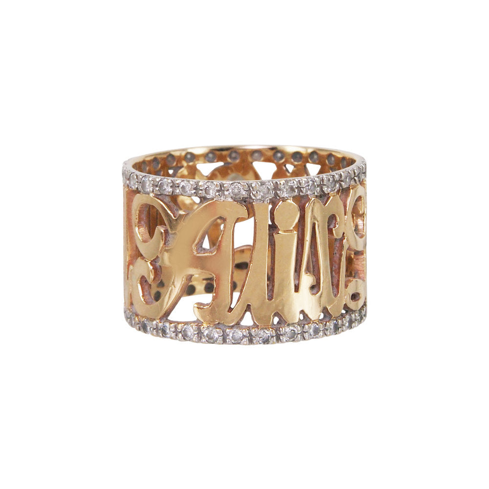 Diamond Gold Note Ring (Customizable)