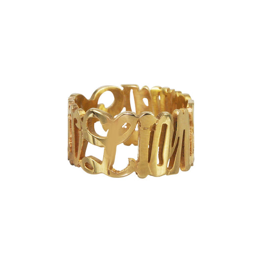 14k Yellow Gold Script Name Ring (Customizable)