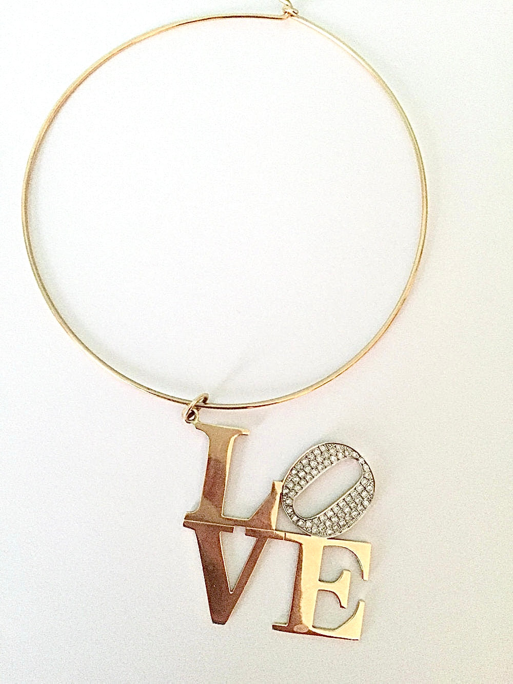 Love Pendant with Pavé Diamond “O”