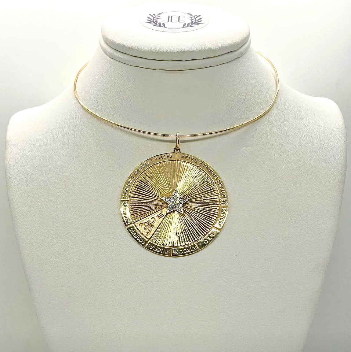 Zodiac Pendant with Pavé Diamond Star
