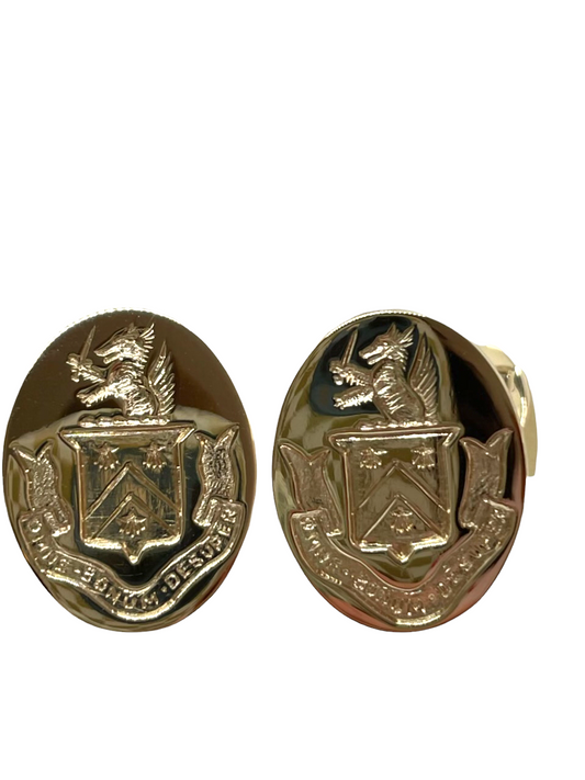 14k Yellow Gold Hand Engraved Cufflinks with Coat of Arms
