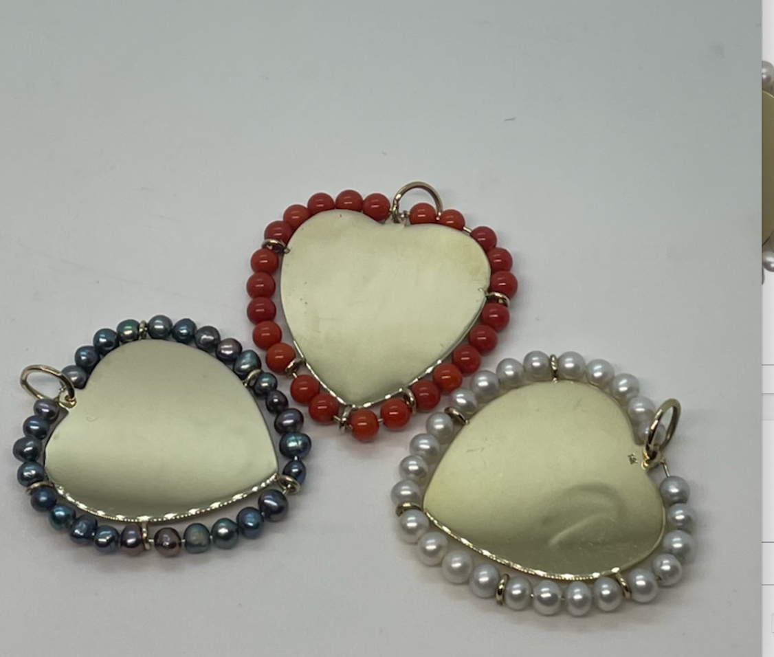 14K Gold Pearl Heart Pendant