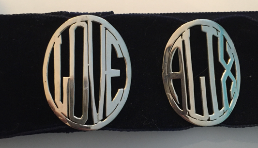 14k White Gold Open Monogram Chokers (Customizable)