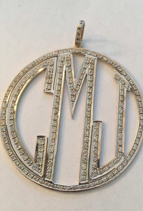 Pave Diamond Initial 2 Inch Pendant (Customizable)