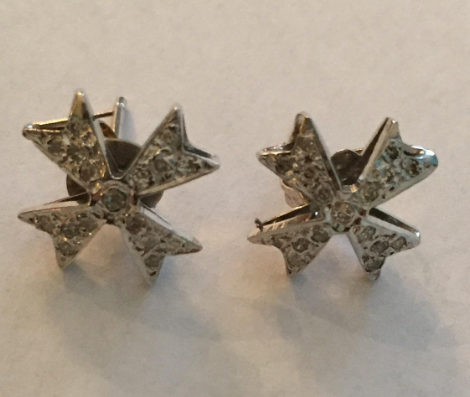 Maltese Earrings with Pave Diamonds