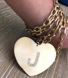 2 inch heart with initial in pave diamonds (Customizable)