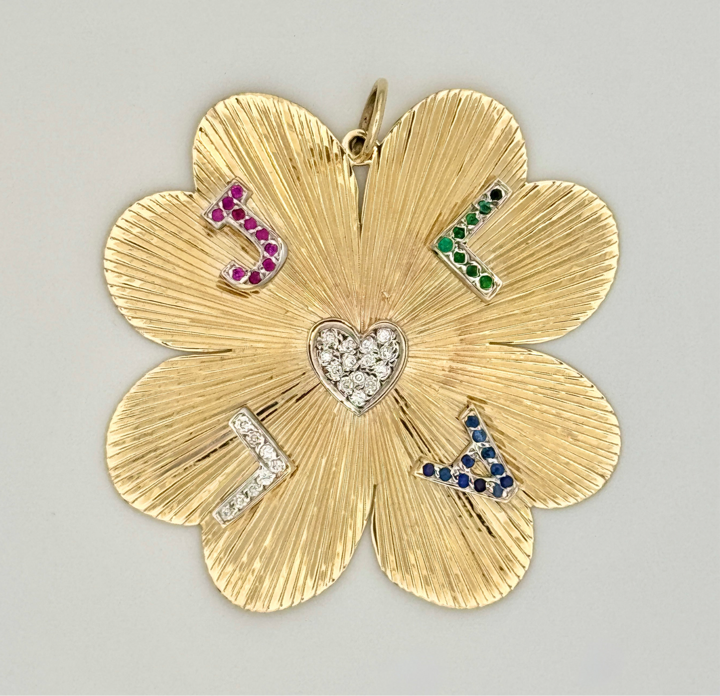 Etched MC Clover with Precious Stones