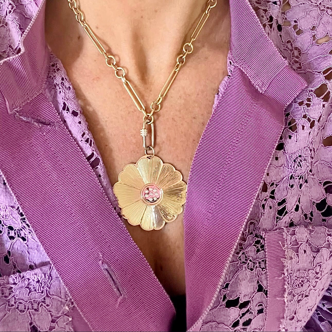 Daisy Pendant with Diamonds – Jennifer Creel Jewelry