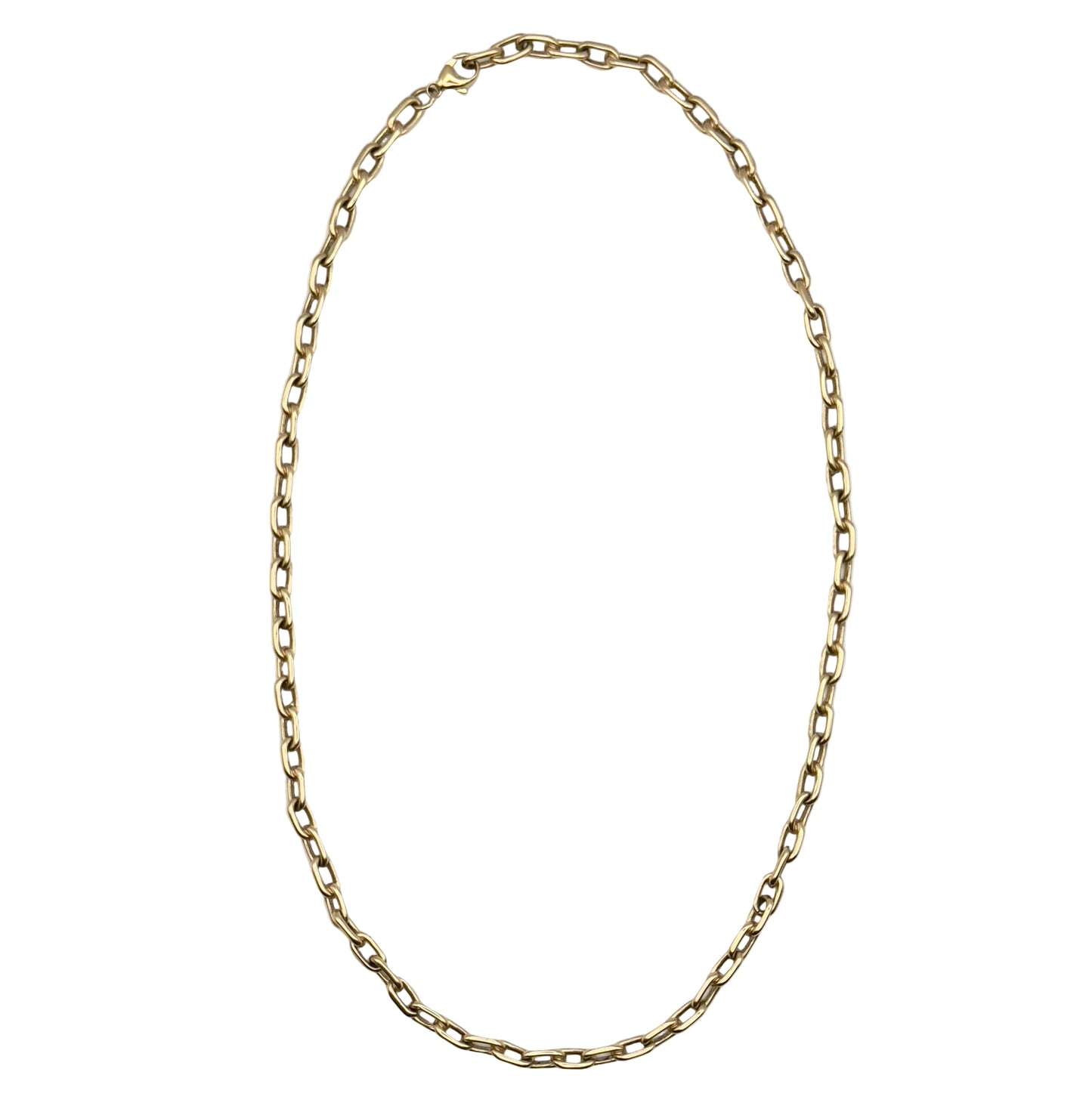 Gold chain necklace on a white background