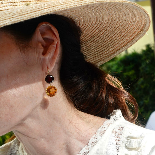Double Citrine Drop Earrings