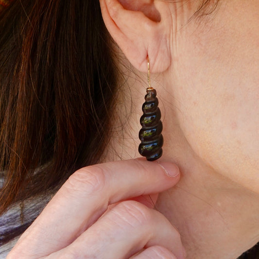 Brown Agate Spiral Earrings