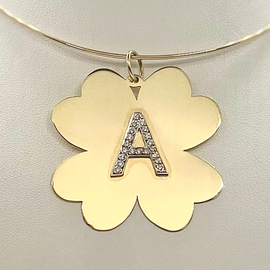 MC Clover with Pave Diamond Initial