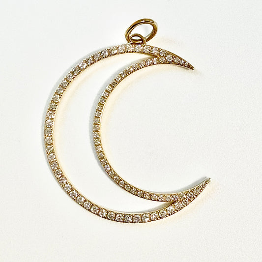 Pavé Diamond Crescent Moon Pendant