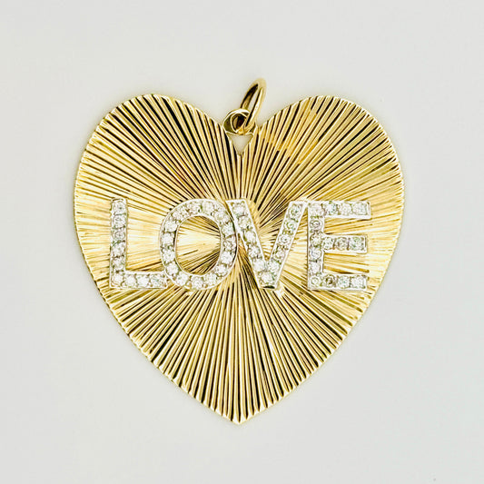 Etched Heart Pendant with LOVE