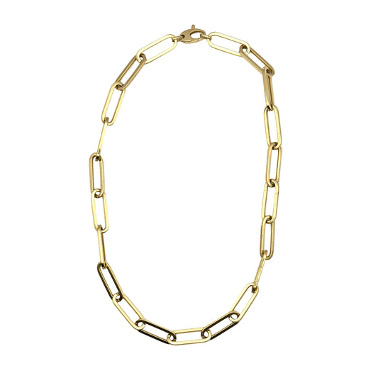 Gold chain necklace on a white background