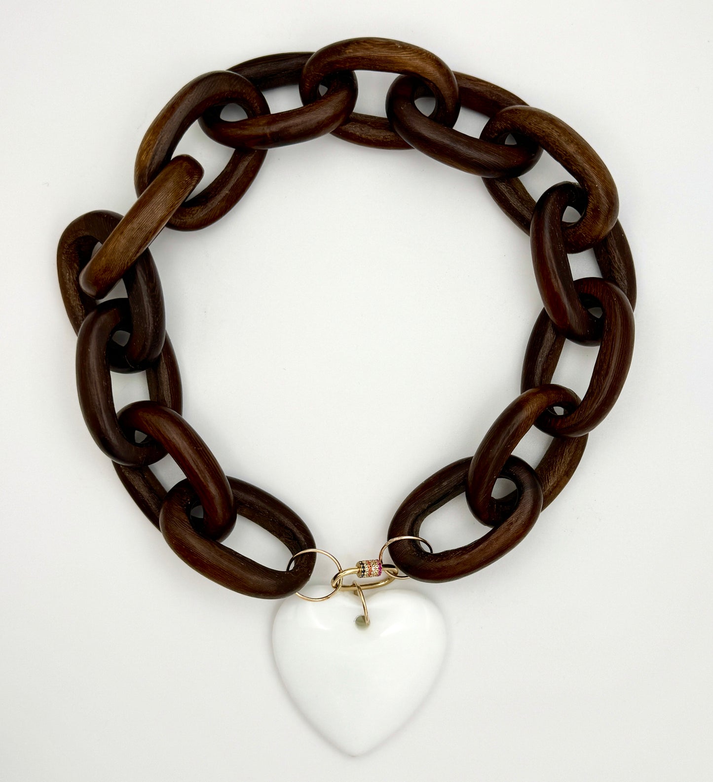 Wooden Heart Pendant - White