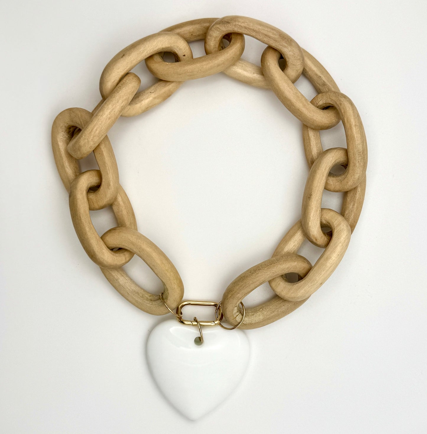 Wooden Heart Pendant - White