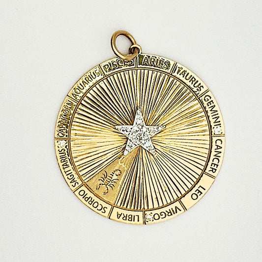Zodiac Pendant with Pavé Diamond Star