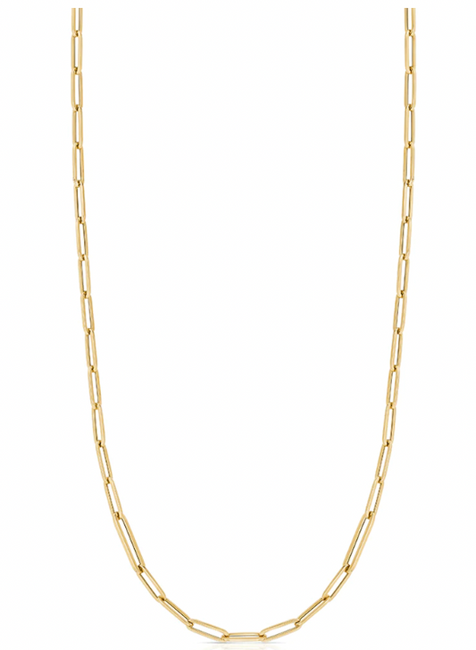 18K Gold Paperclip Chain - 34 inches