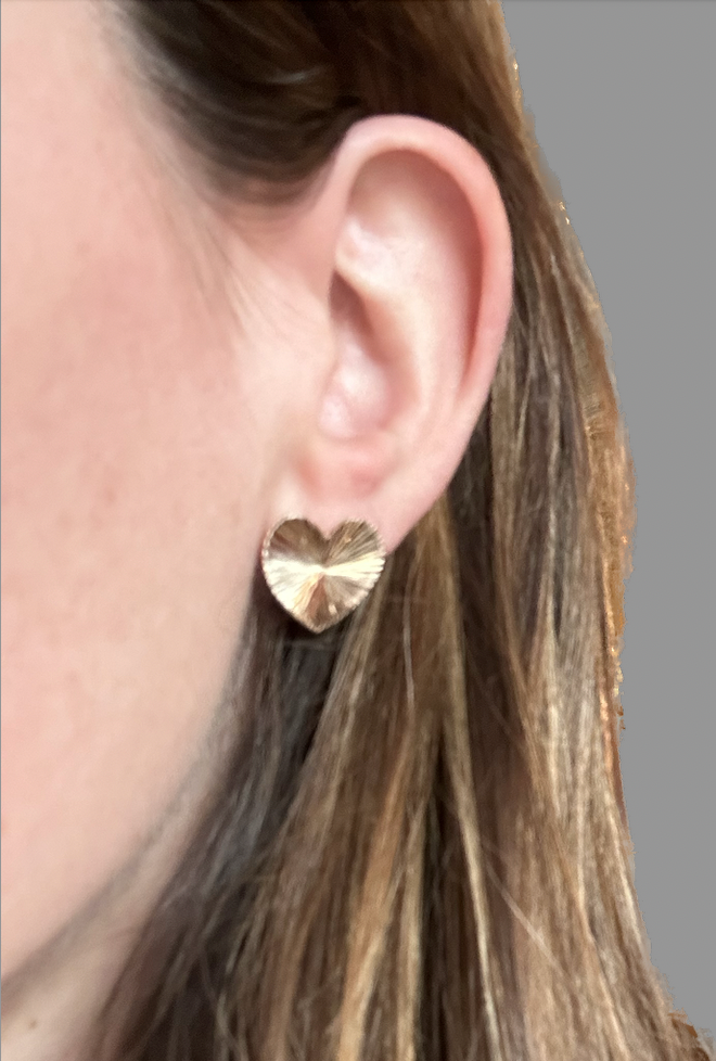 Edged Heart Post Earrings