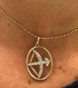 14k Gold Zodiac Pendant with Pave Diamonds