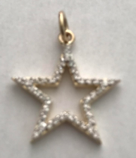 14k Gold Diamond Open Star with pave diamonds